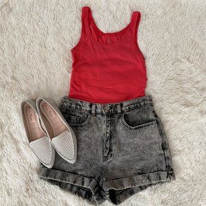 American Apparel Acid Washed High Rise High Waist Denim Shorts Size 29